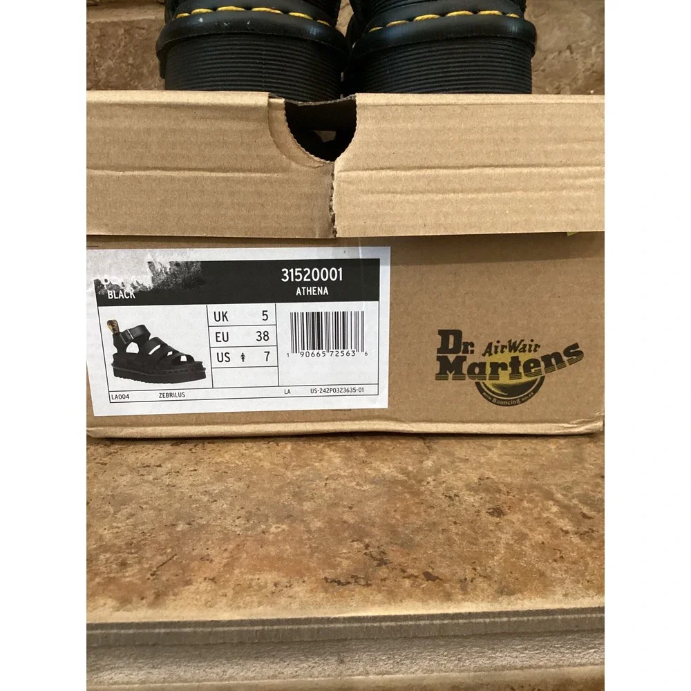 Dr. Martens Blaire Athena Black Leather Platform Gladiator Sandals  Womens 7 New